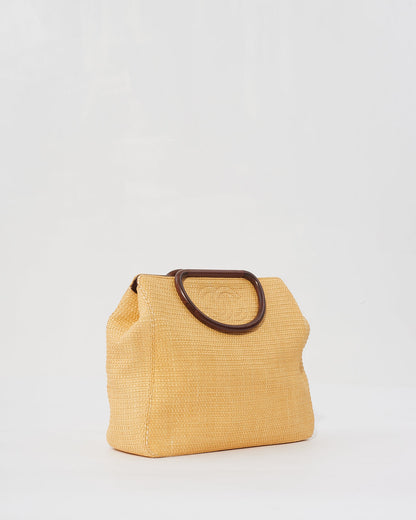 Chanel Beige Raffia Top Handle Tote