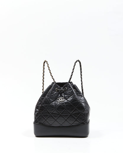 Chanel Black Quilted Lambskin Gabrielle Chain Backpack