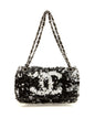 Chanel Black/Silver Sequin Flap CC Logo Shoulder Bag