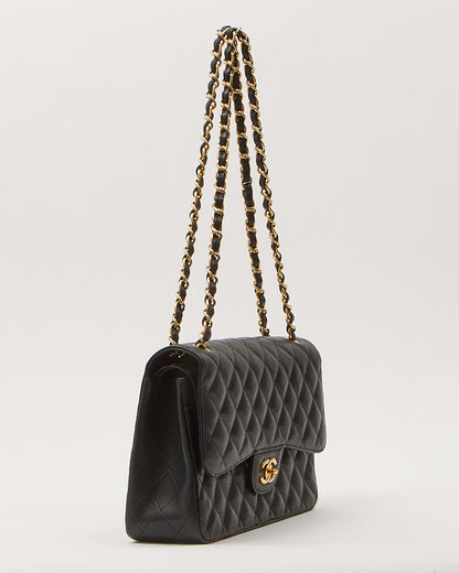 Chanel Black Caviar Quilted Jumbo Double Flap Bag GHW