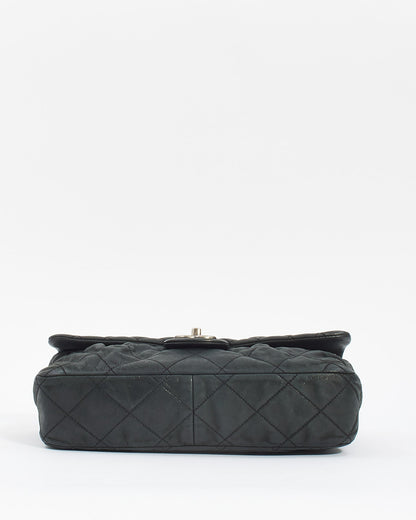 Chanel Black Quilted Iridescent Leather East West Single Flap Bag