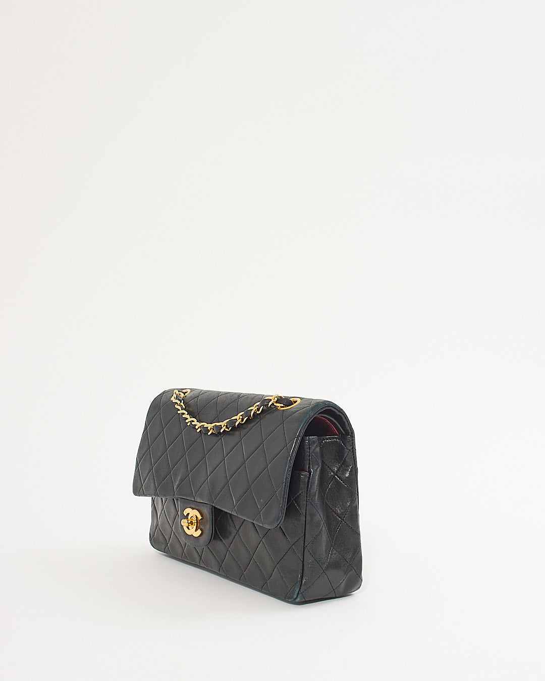 Chanel Black Lambskin 24K Gold Plated Medium Classic Double Flap Bag