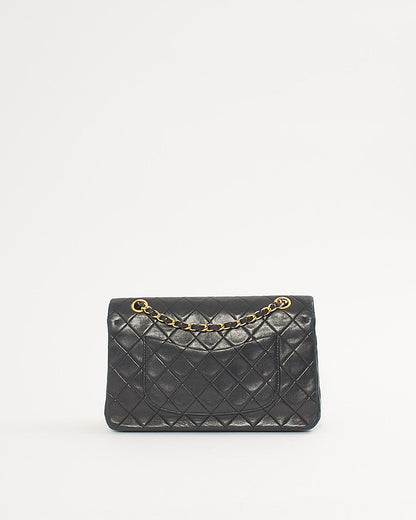 Chanel Black Lambskin 24K Gold Plated Medium Classic Double Flap Bag