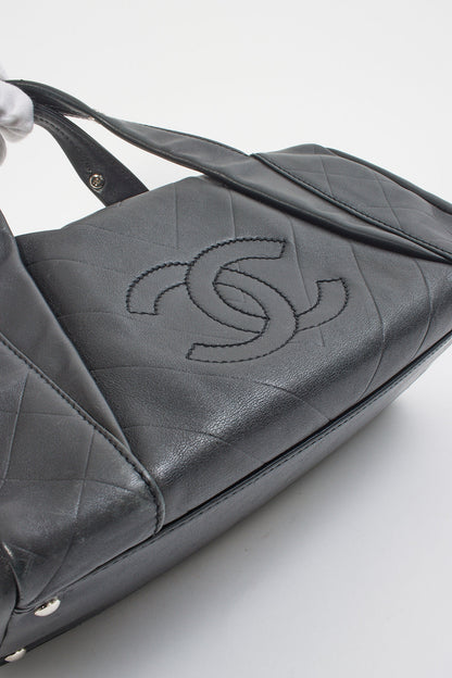 Chanel Black Lambskin Leather Bowler Bag