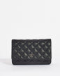 Chanel Black Caviar Leather Quilted Wallet on Chain Bag SHW