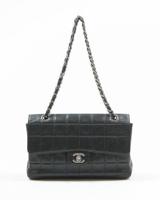 Chanel Black Lambskin Chocolate Bar Single Flap Bag