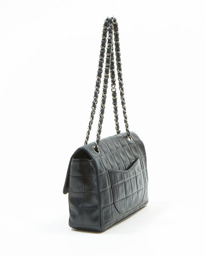 Chanel Black Lambskin Chocolate Bar Single Flap Bag
