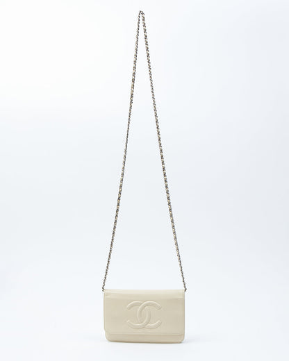 Chanel Beige CC Timeless Caviar Wallet On Chain