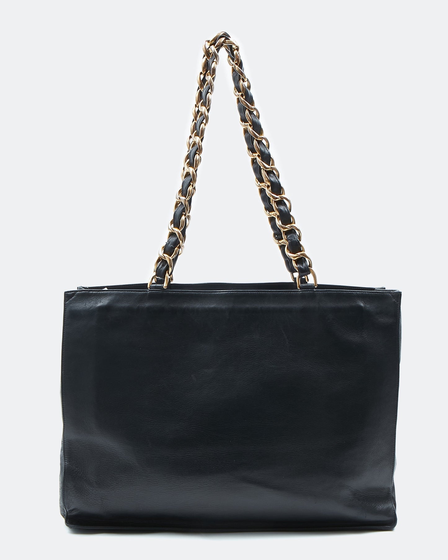 Chanel Black Lambskin 24K Gold Chain Interlocking CC Tote Bag