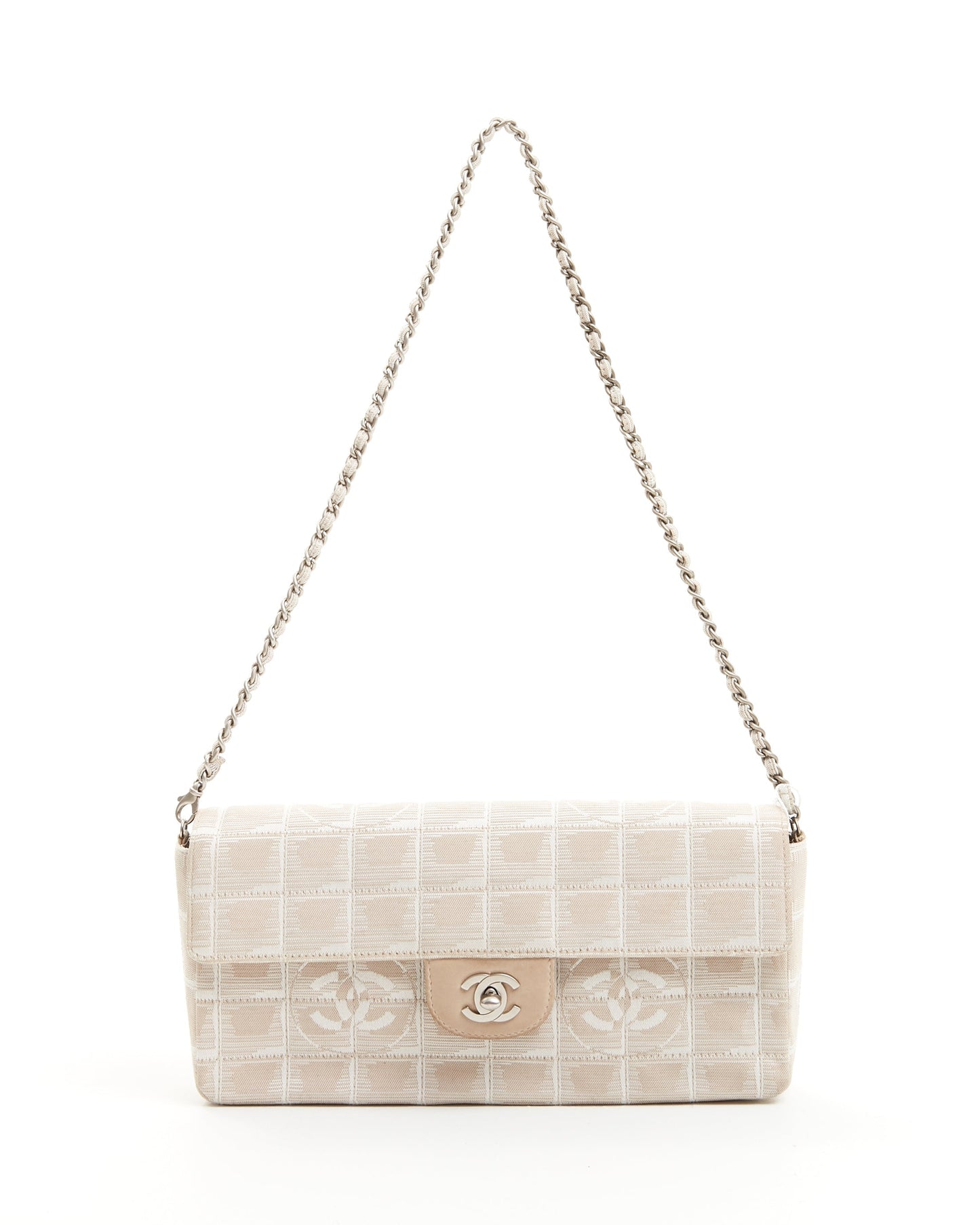 Chanel Beige Canvas New Travel Line East West Flap Bag