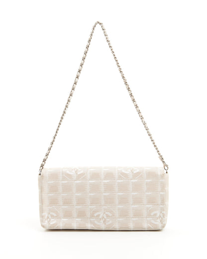 Chanel Beige Canvas New Travel Line East West Flap Bag
