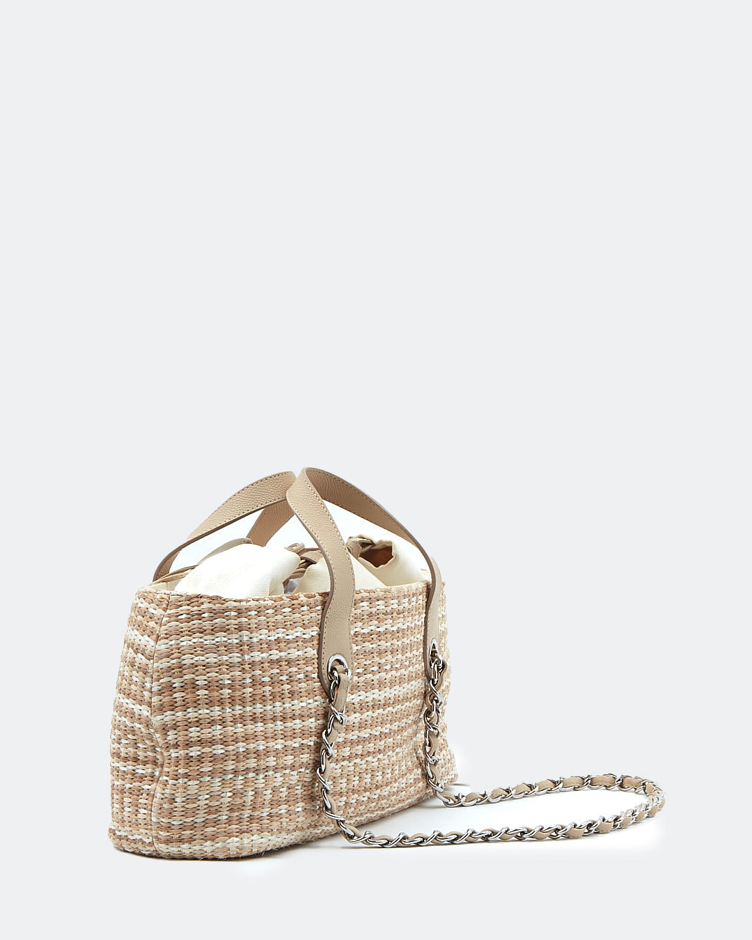 Chanel Tweed Beige Chain Shoulder Bag