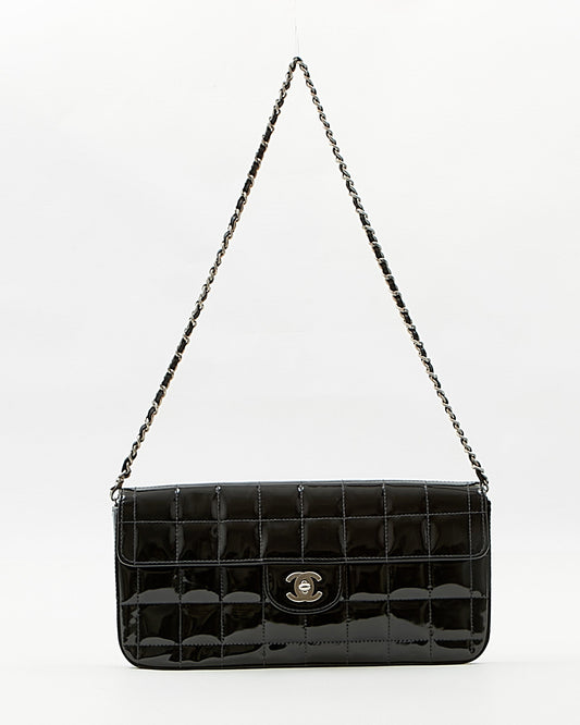 Chanel Black Patent Chocolate Bar Chain Shoulder Bag