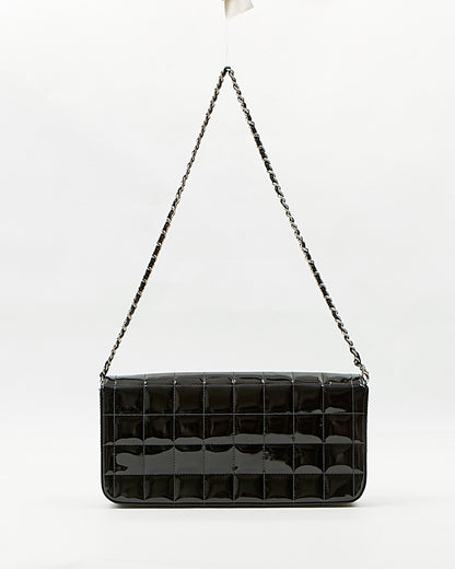 Chanel Black Patent Chocolate Bar Chain Shoulder Bag