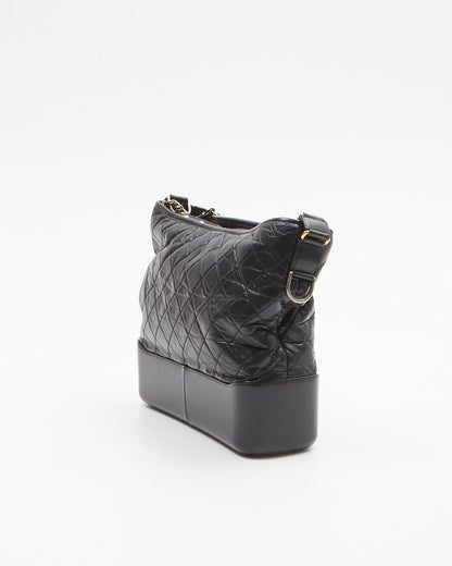 Chanel Black Aged Calfskin Large Hobo Gabrielle Bag