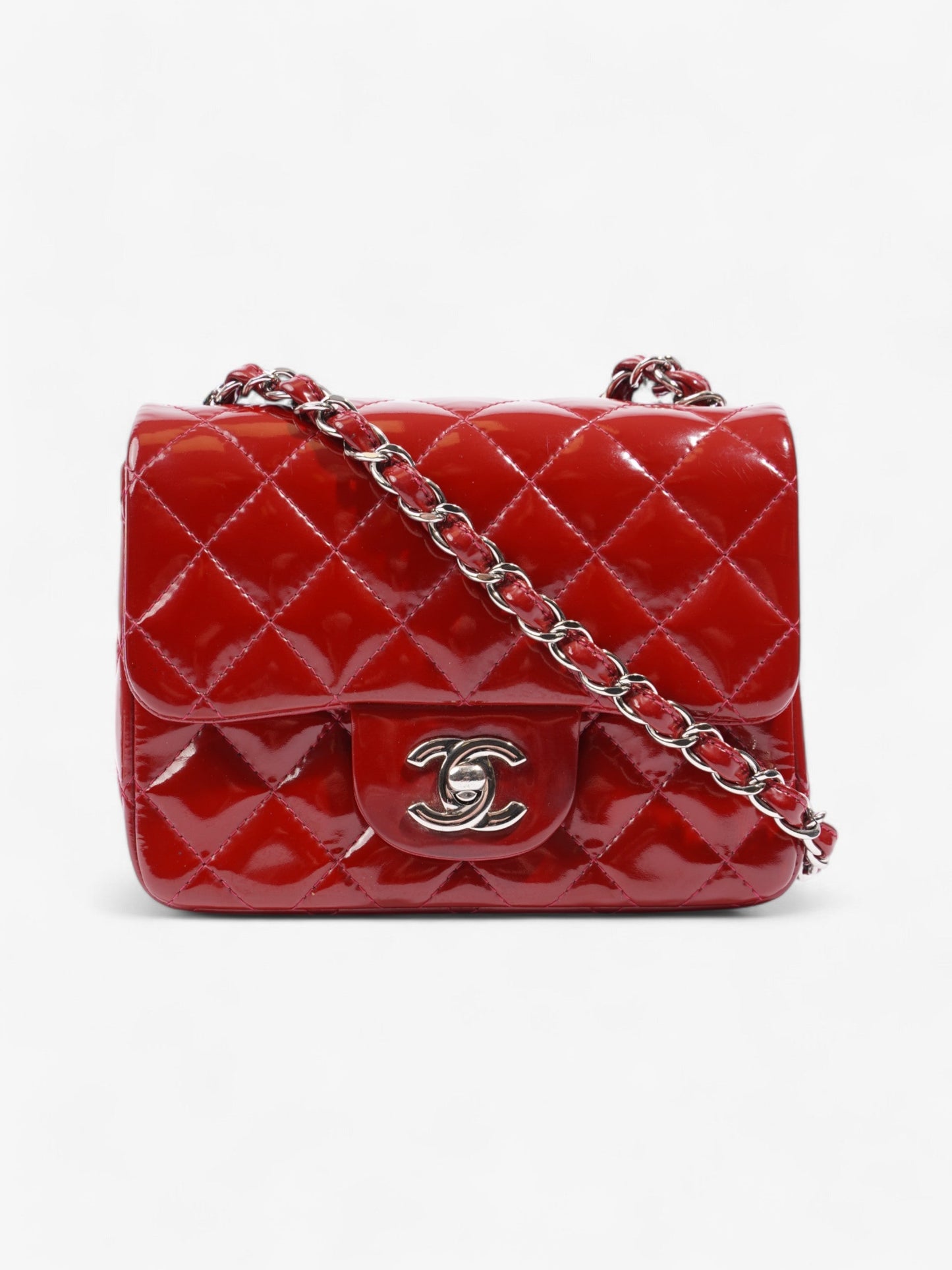 Chanel Classic Square Flap Red Patent Leather Mini