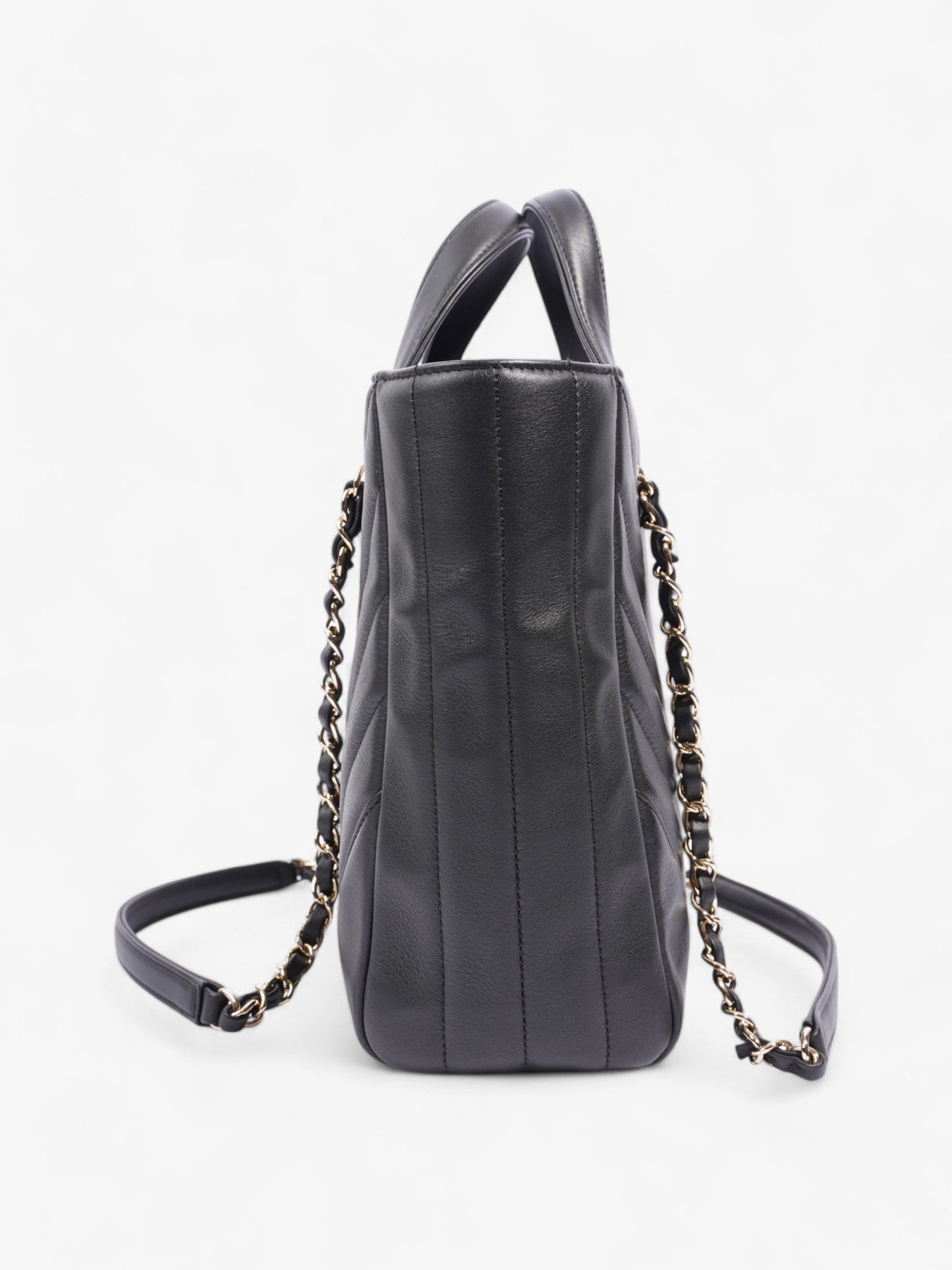 Chanel Shopping Tote Black Calfskin Leather Small