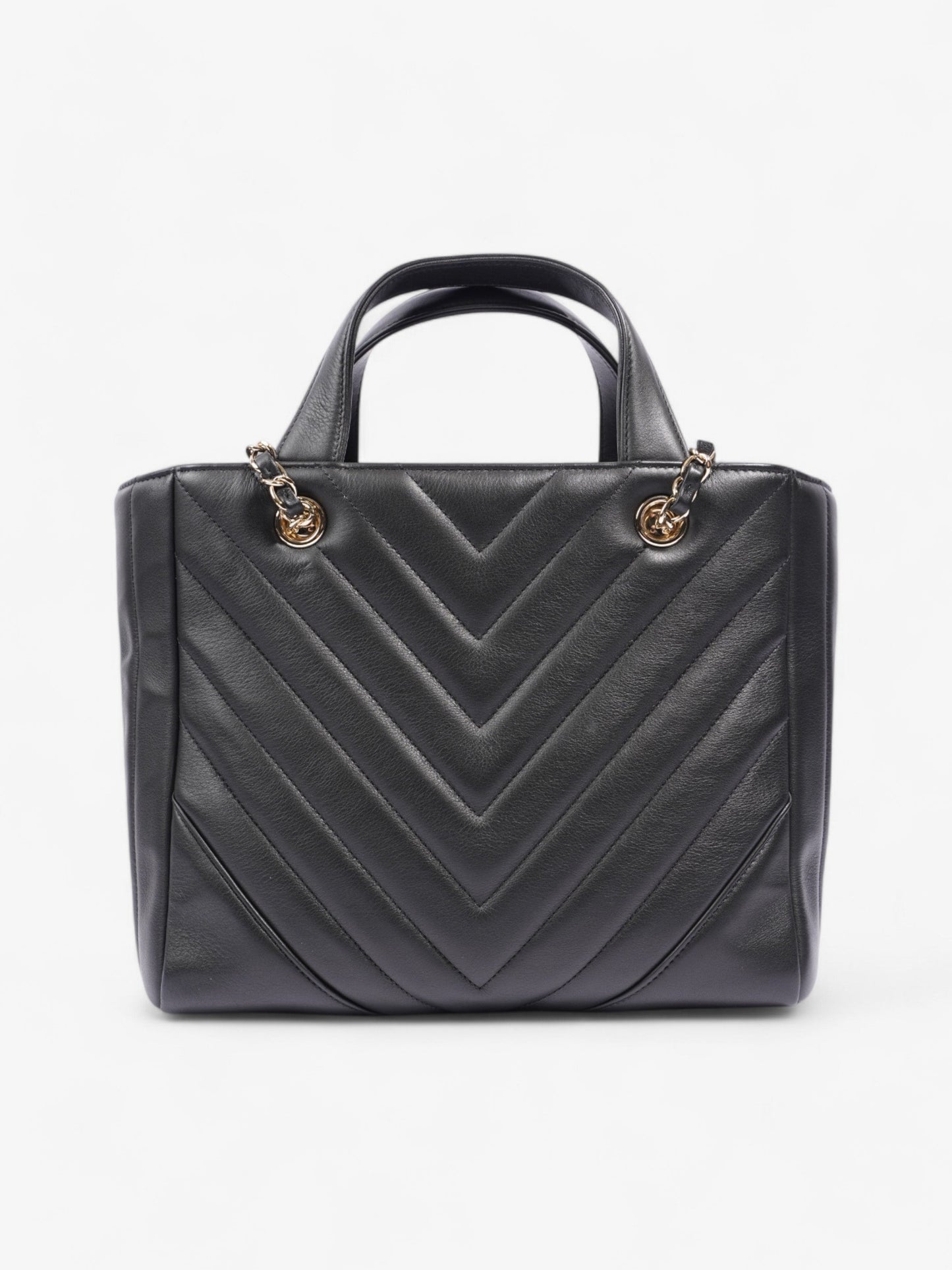 Chanel Shopping Tote Black Calfskin Leather Small