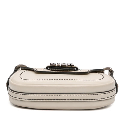White Dior Mini Leather D Fence Saddle Bag