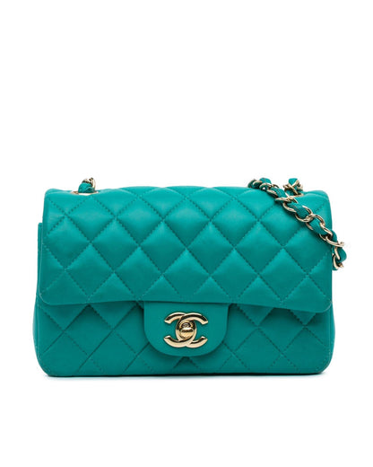 Mini Rectangular Classic Lambskin Crossbody Bag with Chain Strap