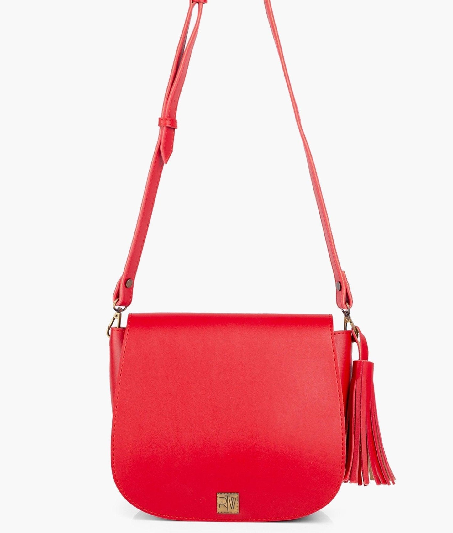 Red foldover saddle bag