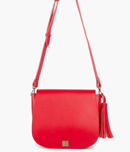 Red foldover saddle bag