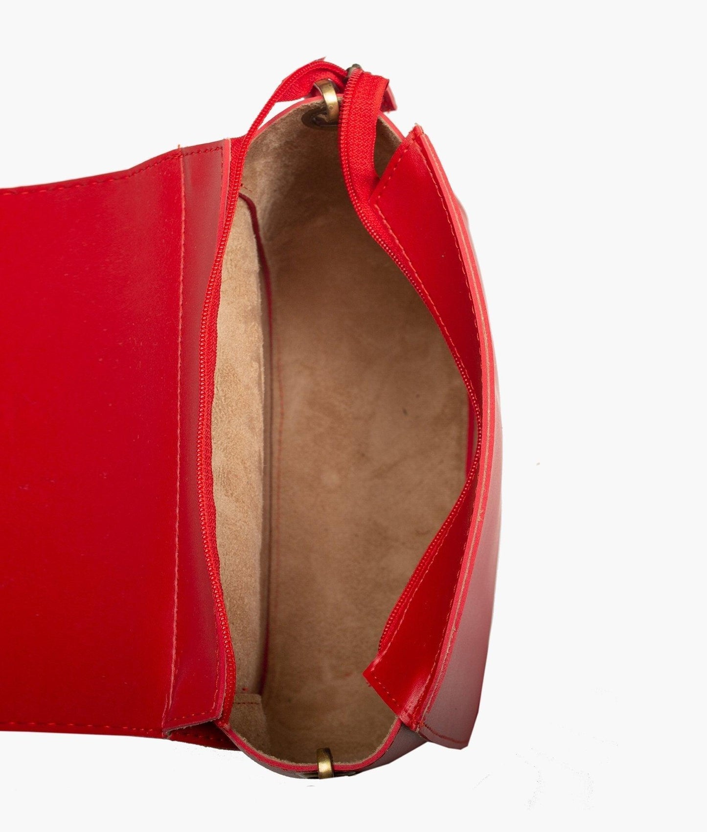 Red foldover saddle bag