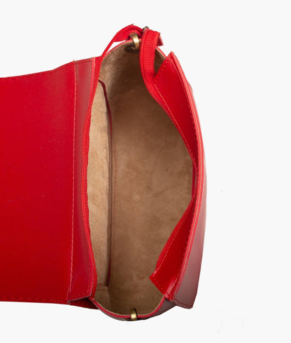 Red foldover saddle bag