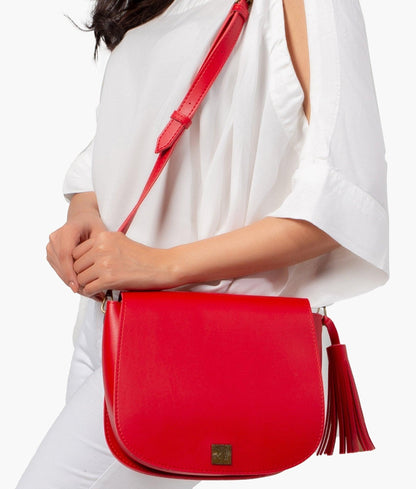 Red foldover saddle bag