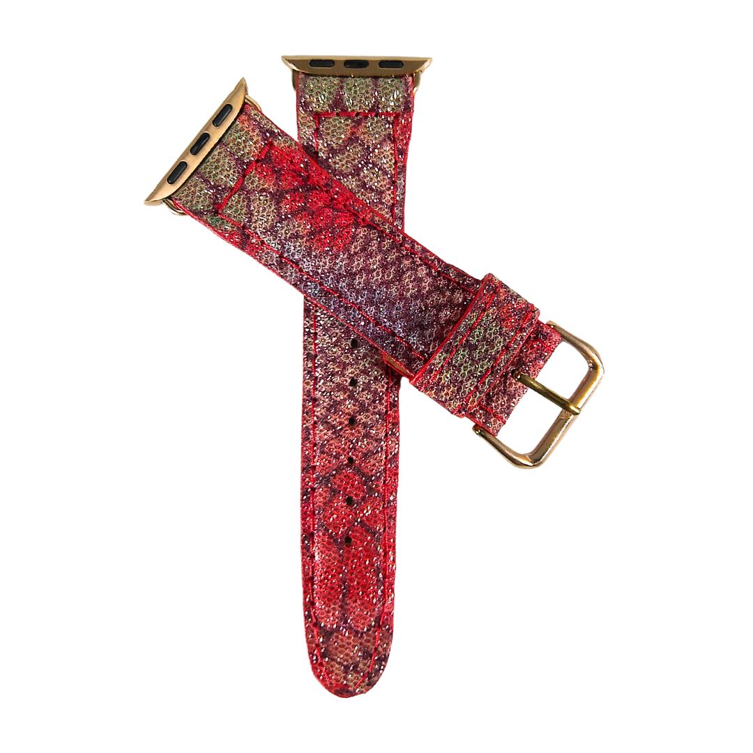 Red Snake Apple Watch Band Glitter