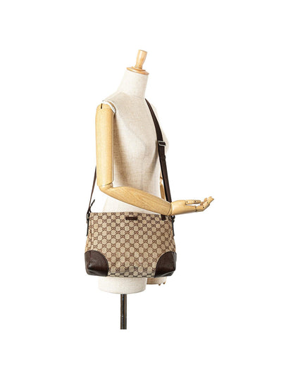 Canvas Crossbody Bag with Leather Trim and Adjustable Strap