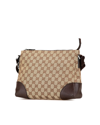 Canvas Crossbody Bag with Leather Trim and Adjustable Strap