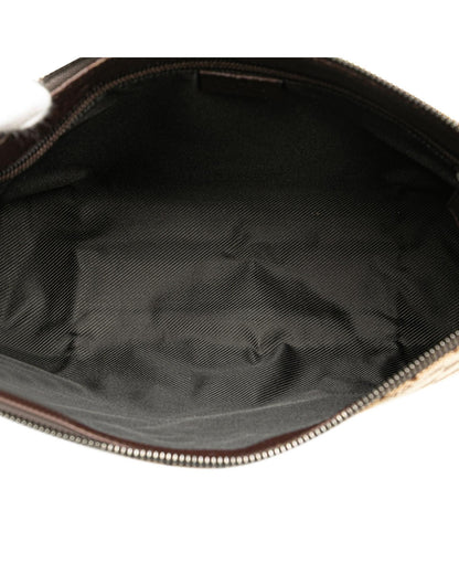 Canvas Crossbody Bag with Leather Trim and Adjustable Strap