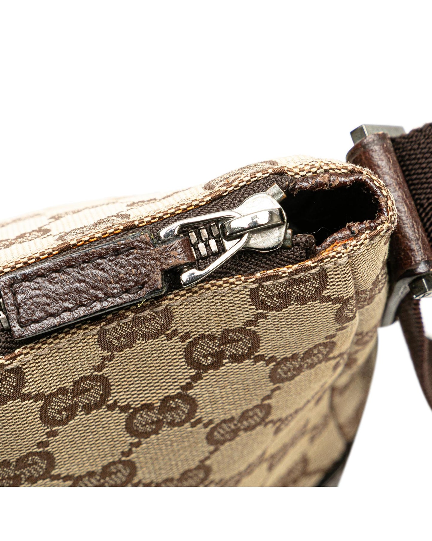 Canvas Crossbody Bag with Leather Trim and Adjustable Strap