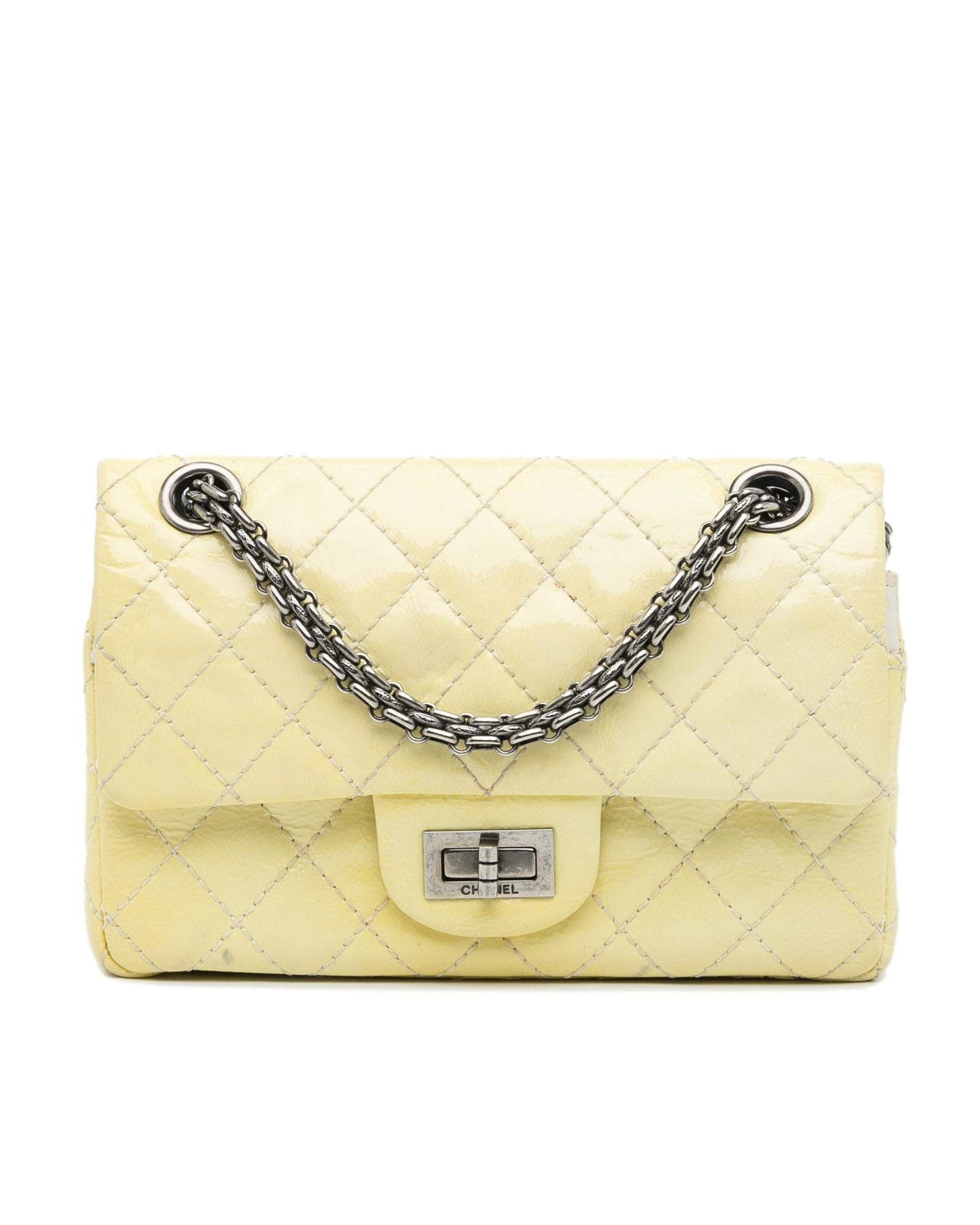 Mini Reissue 2.55 Patent Double Flap Quilted Crossbody Bag with Chain Straps