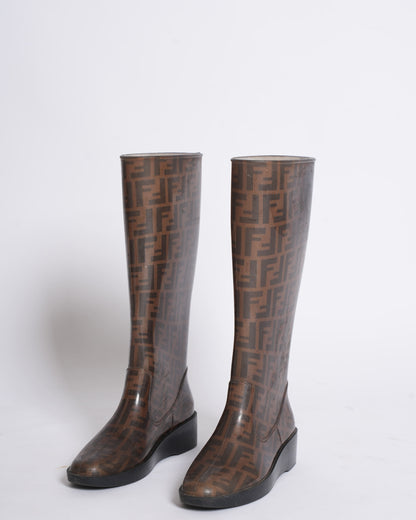 Fendi zucca rubber high boots
