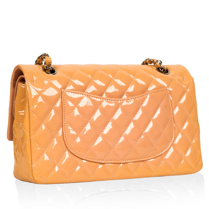 Chanel Classic Flap Patent Leather Silver Shoulder Bag