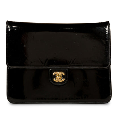 Chanel Classic Clutch On Chain - Patent Black