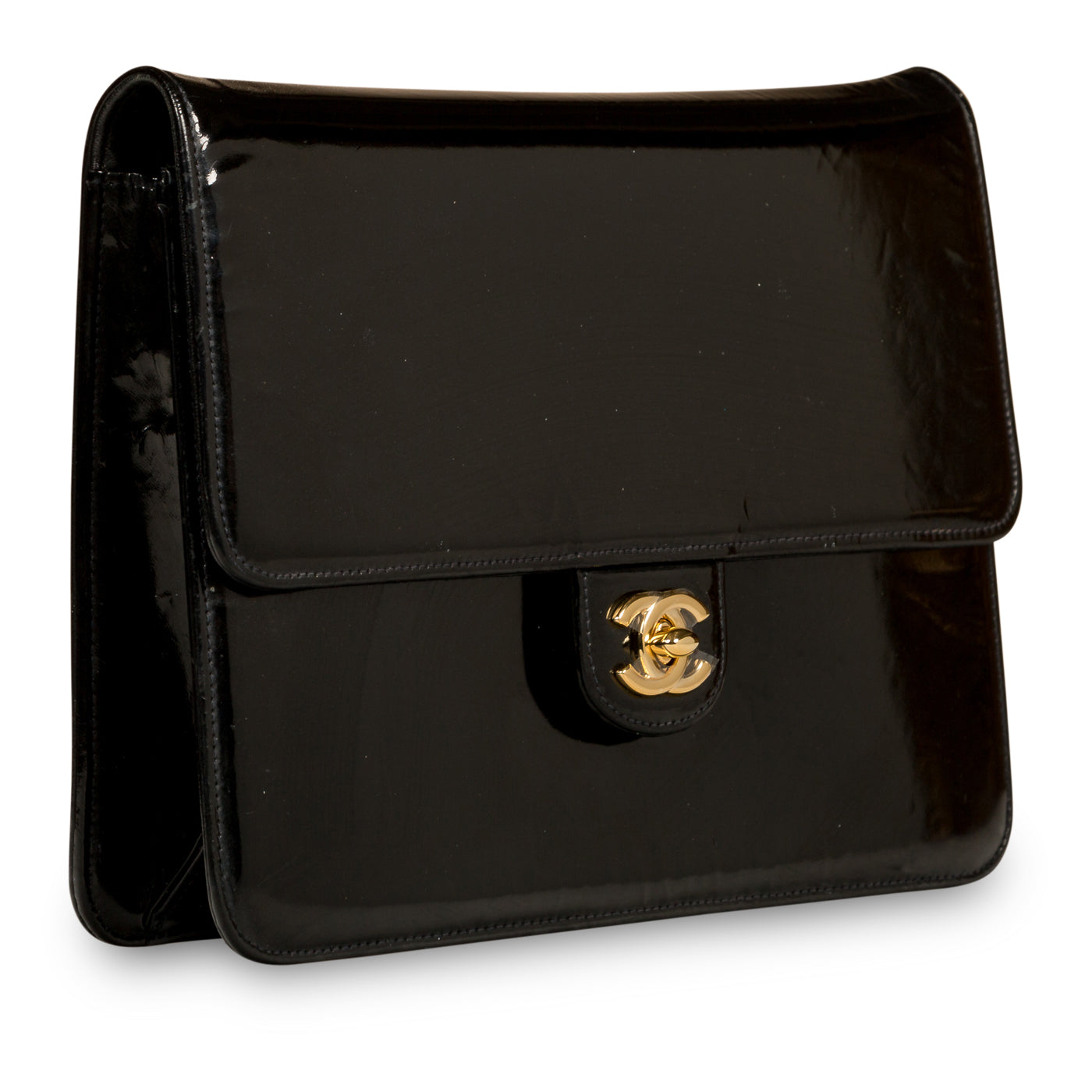 Chanel Classic Clutch On Chain - Patent Black