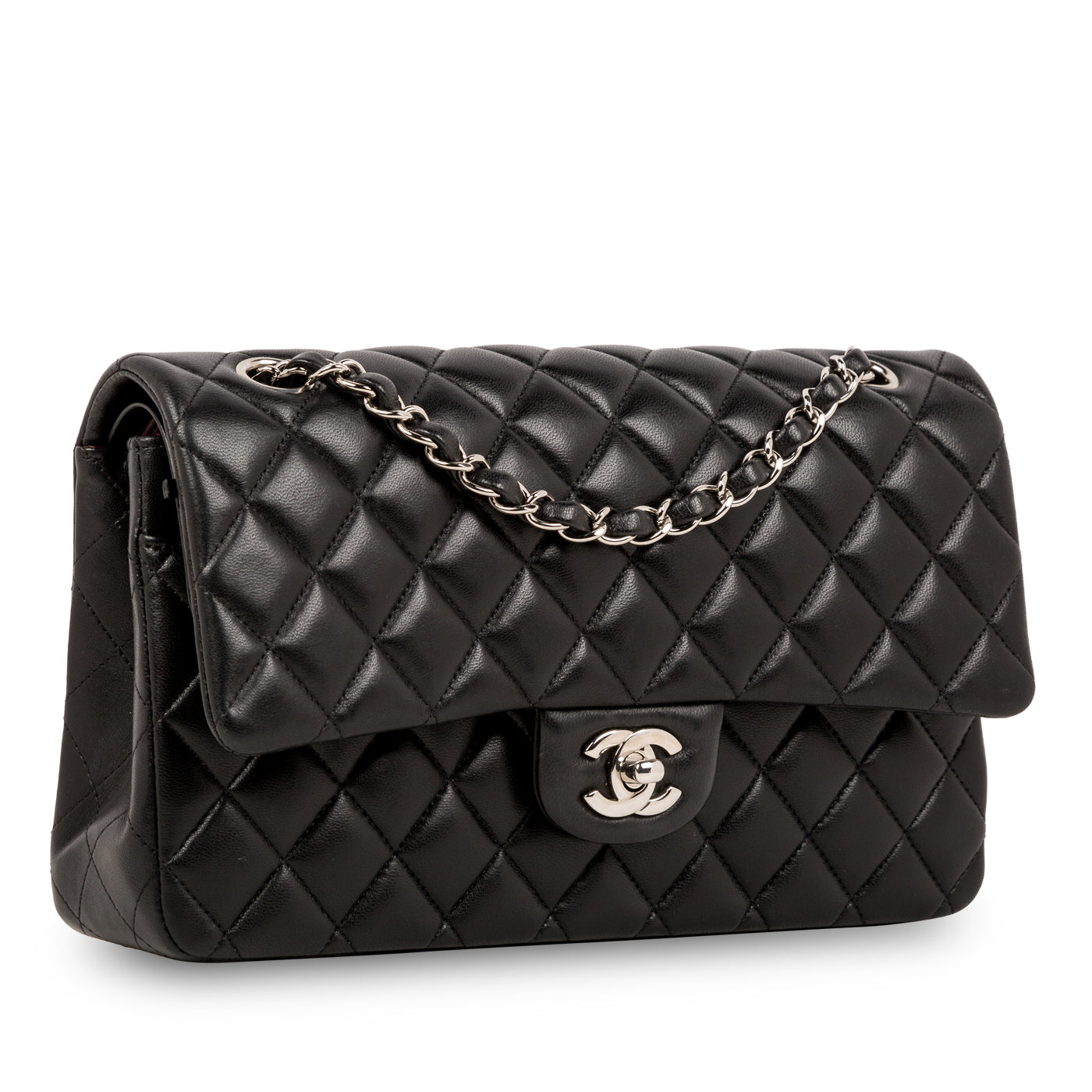 Chanel Classic Flap Lambskin Black Shoulder Bag Style 123