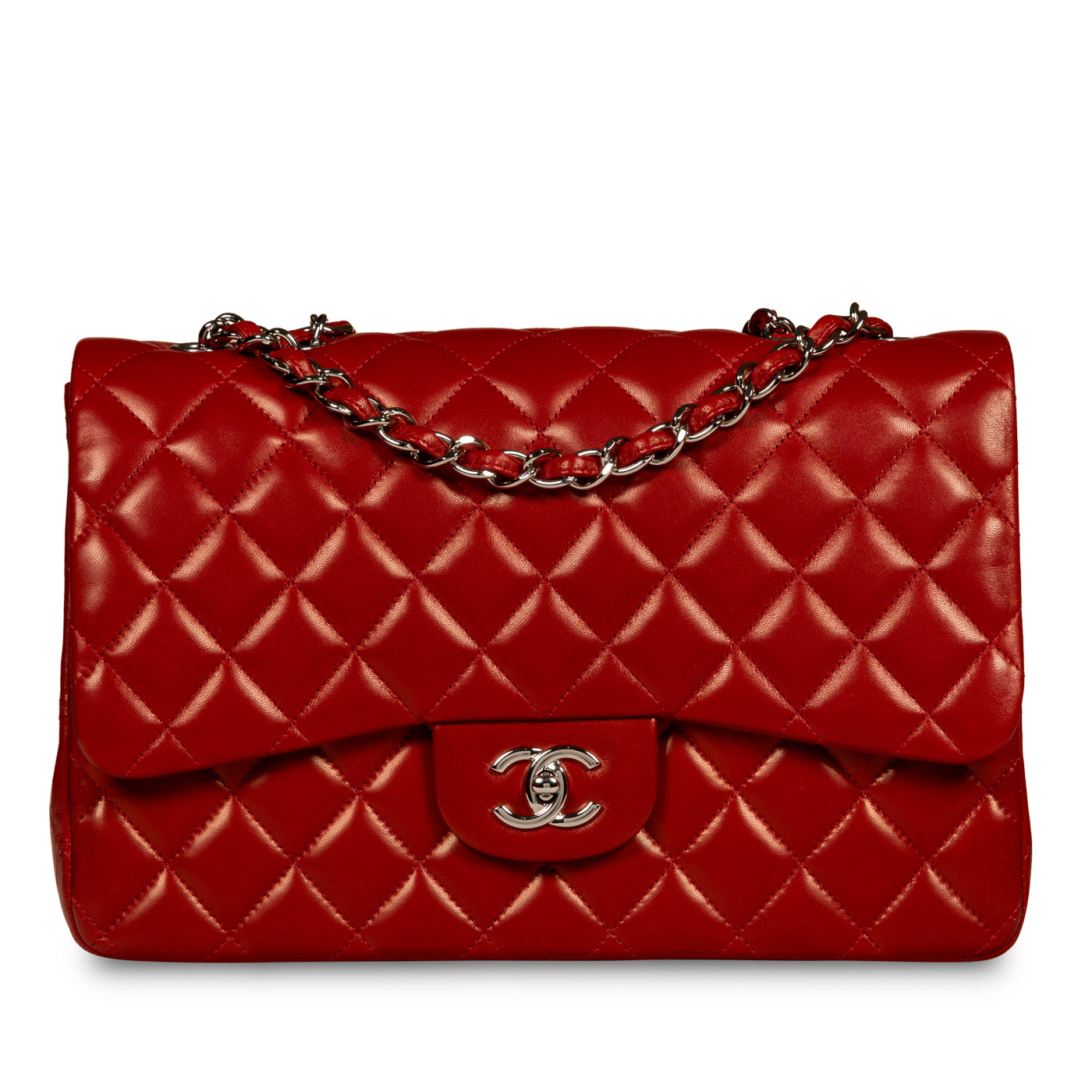 Chanel Classic Flap Lambskin Silver Shoulder Bag Style 12