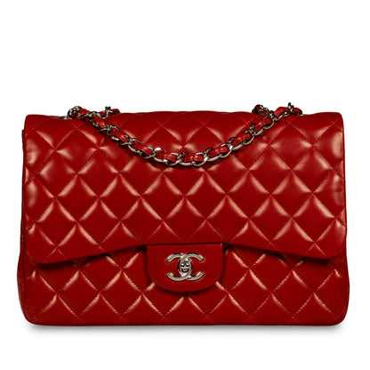 Chanel Classic Flap Lambskin Silver Shoulder Bag Style 12