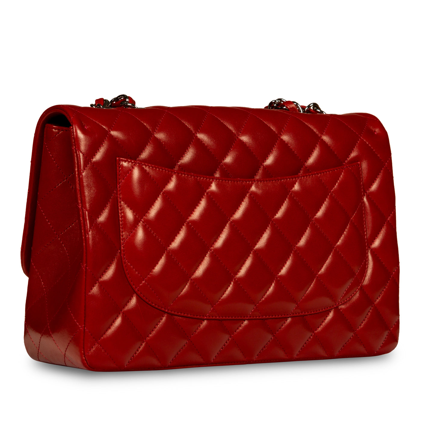 Chanel Classic Flap Lambskin Silver Shoulder Bag Style 12