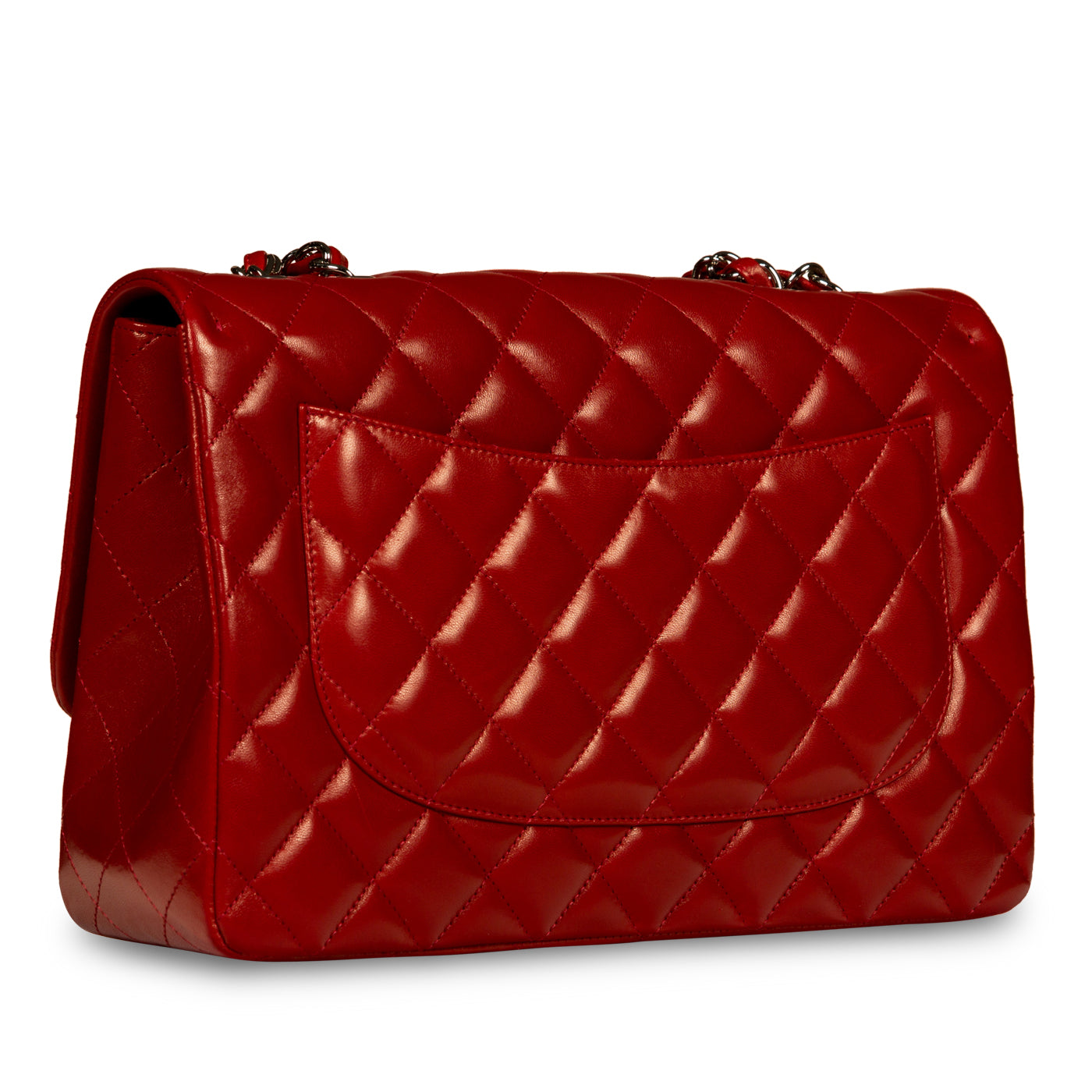 Chanel Classic Flap Lambskin Silver Shoulder Bag Style 12
