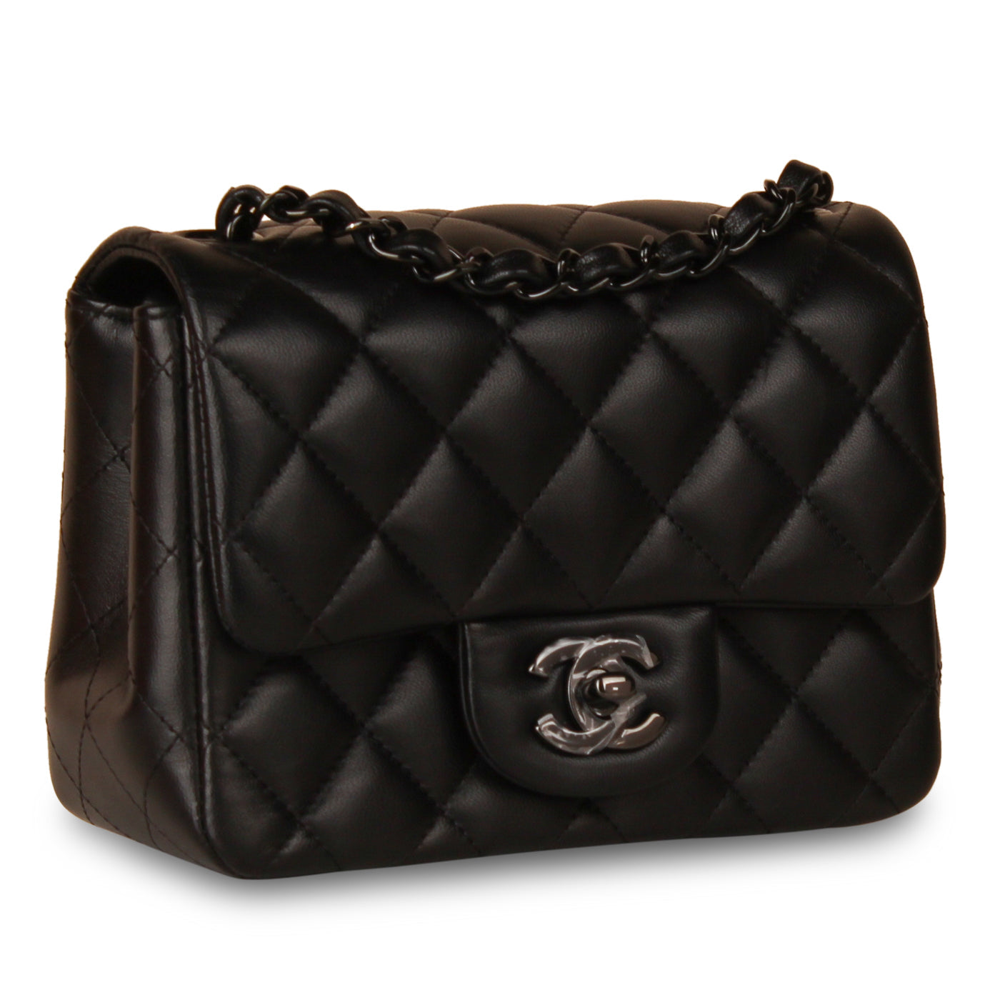 Chanel Classic Flap Lambskin Black Shoulder Bag Style 224