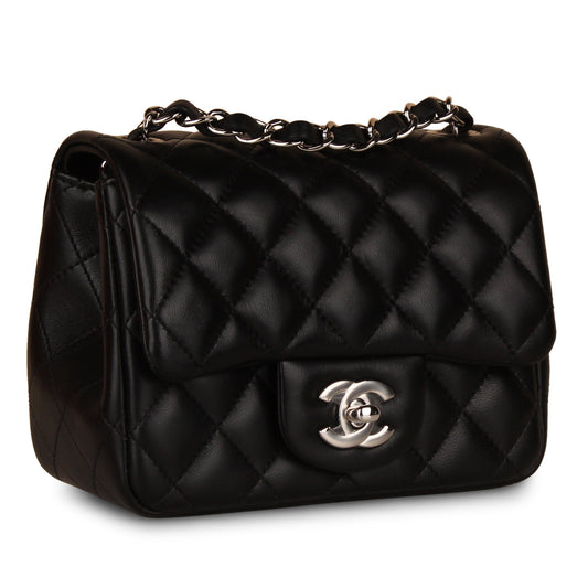 Chanel Classic Flap Lambskin Black Shoulder Bag Style 225