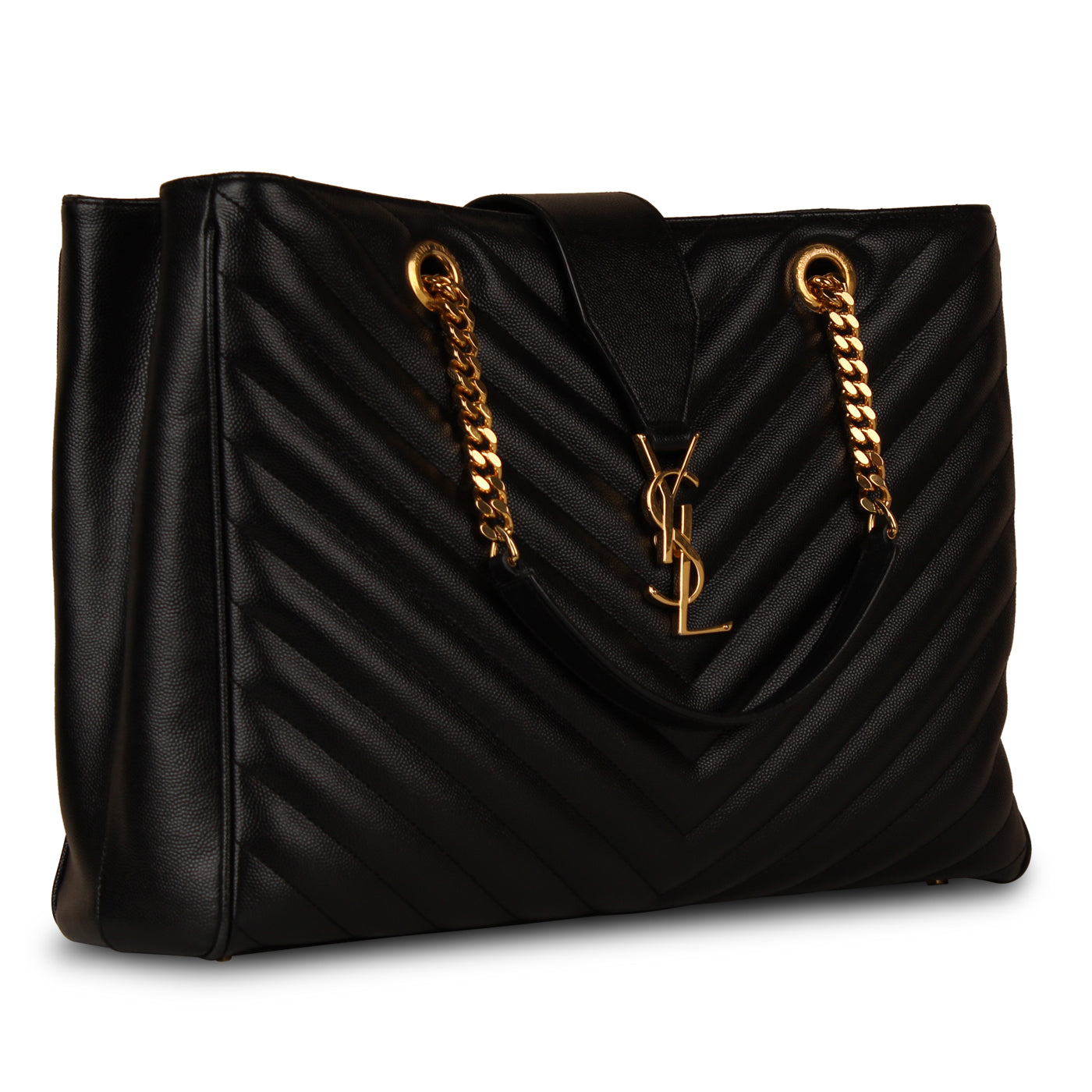 Saint Laurent Cassandre Leather Black Tote Bag