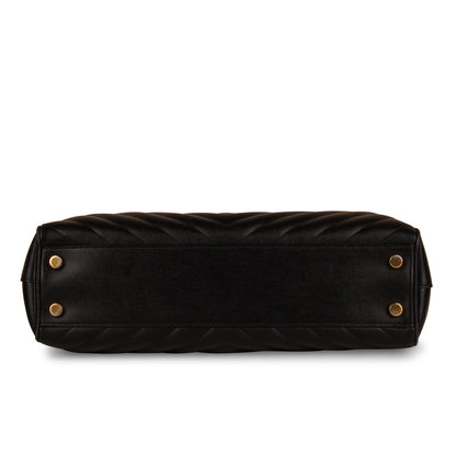 Saint Laurent Cassandre Leather Black Tote Bag