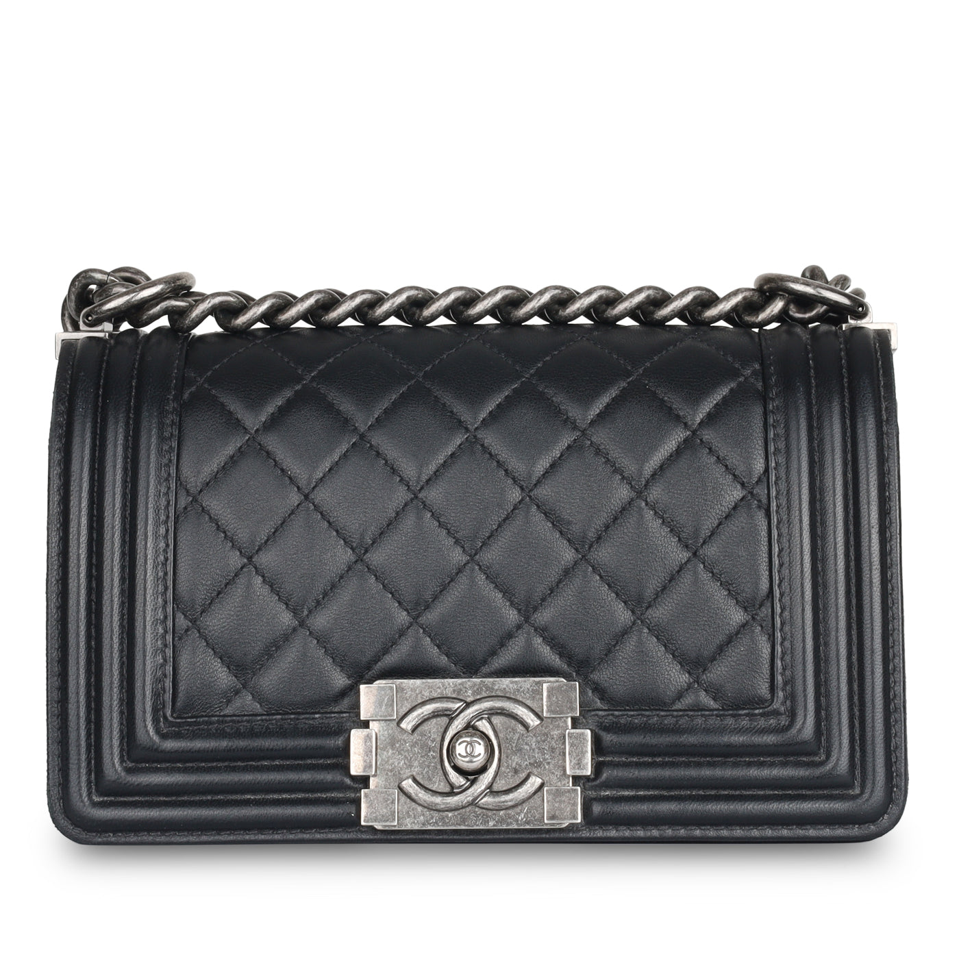 Chanel Boy Bag Lambskin Black Shoulder Bag Style 36
