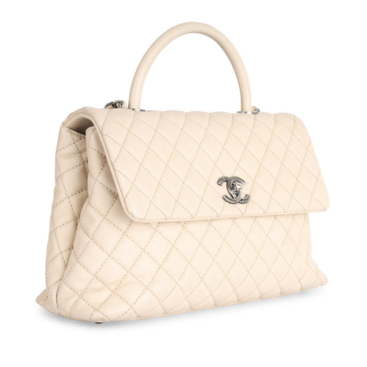 Chanel Coco Handle Caviar Cream Shoulder Bag